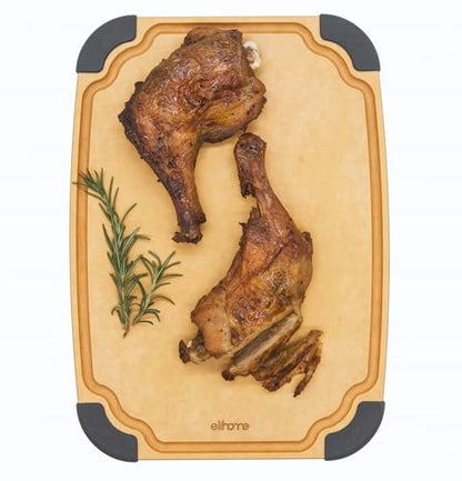 Elihome Essential Series Cutitng Board for Kitchen- Natural Wood Fiber Composite, Dishwasher Safe, Eco-Friendly, Juice Grooves, Non-slip Feet, Non-Porous, Reversible, BPA Free, Medium - 12" x 8" - style: M-12" x 8"