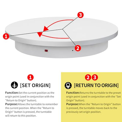23.6In Remote Large Motorized electric turntable Rotating platform Photography Turntable Motorized lazy susan Base giratoria para for Photography,3D Scanner,Heavy duty display(Load Range:220~500lbs) - size: 23.6inch/White/500Lbs Load