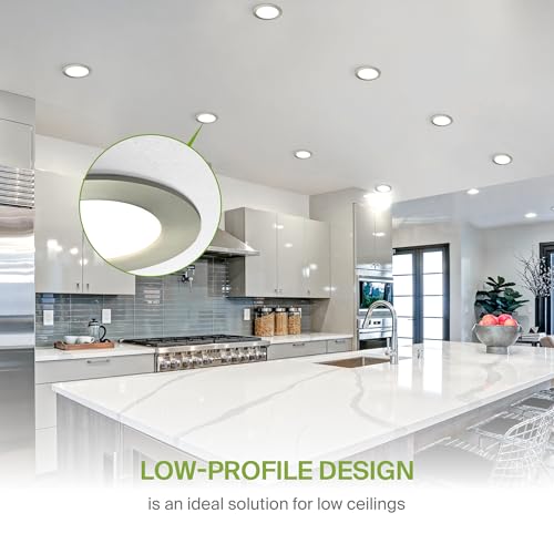 ASD 6 Pack LED Recessed Lighting 6 Inch 12W, 5 CCT 2700K-5000K CRI90+, IC Rated Ultra Thin Dimmable Ceiling Lights with J Box, Canless Wafer Downlight, Round Slim Panel Light, Energy Star ETL, Nickel - color: Nickel, size: 6 Inch 6 Pack