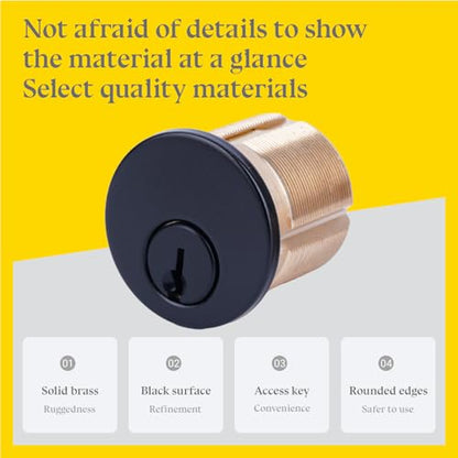 2 Pack Brass Mortise Door Cylinder Lock, 1 1/8" Inch Length Standard SC1 Keyway with 2 Keyed Alike Keys, Door Replacement Lock Cylinder Suitable for Home and Commercial Use. - size: 1 1/8" Inch
