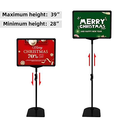 Sign Holder Stand with Adjustable Height Snap Open, Reusable Sign Holder 8.5 x 11 Inch for Display Advertising Business Menu Flyer Signage, Vertical and Horizontal View (Black, 2 Pack) - size: 8.5"x11"-2Pcs