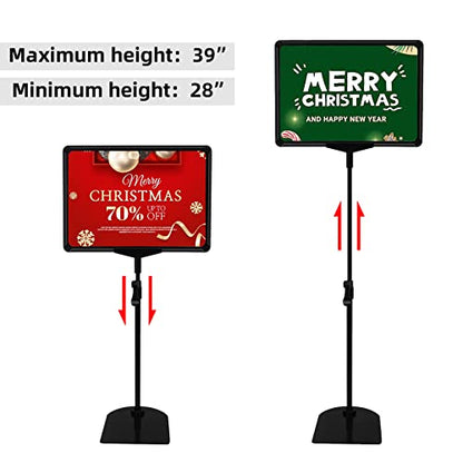 Sign Holder Stand with Adjustable Height Snap Open, Reusable Sign Holder 8.5 x 11 Inch for Display Advertising Business Menu Flyer Signage, Vertical and Horizontal View (Black, 2 Pack) - size: 8.5"x11"-2Pcs