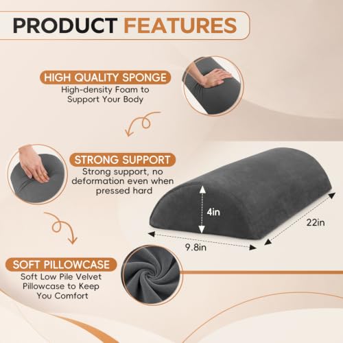 Recliner Foot Pillow, High-Resilience Foam Half-Moon Pillow for Sleeping - color: Grey