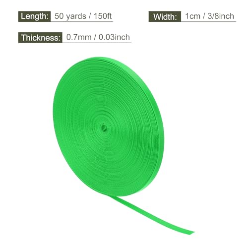 MECCANIXITY Flat Nylon Webbing Strap 3/8 Inch 50 Yards Apple Green - color: Apple Green, size: 3/8 Inch x 50 Yards