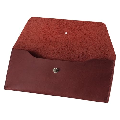 Ringsun Leather Money Cash Envelopes Wallet for Men, Money Bag Pouch Reusable Budget Envelope Wallet, Retro Clutch Wallet, Red - color: Red