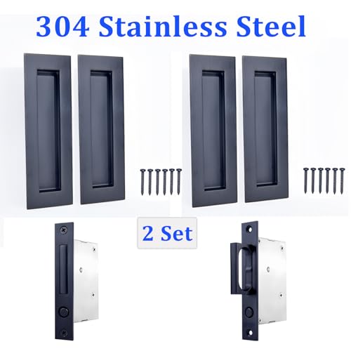 Dontay Sliding Pocket Door Handles,Heavy Duty Edge Pull,4.72'',Black,2 Set - color: Matte Black (2 Set), size: 4.72 inch (120 mm)