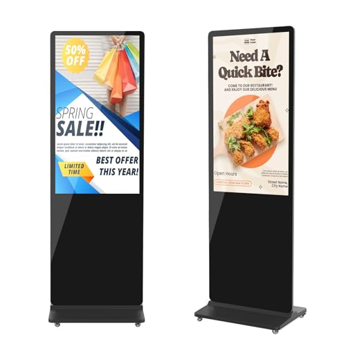 MWE 43 Inch Digital Signage Displays, 4K LCD Screen Indoor Floor Standing Advertising Kiosk, Android System Commercial Totem with Custom Service, Vertical Poster with Auto Media Player-Black - color: Black, size: 43 inch 4K, style: NonTouch-Screen