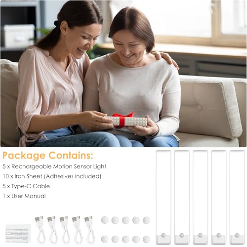 5-Pack Motion Sensor Under Cabinet Light, 3CCT, 11.8inch - color: White, size: 11.8 inch