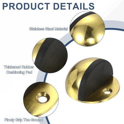 uxcell Low Dome Floor Door Stop, 45mm Dia. Stainless Steel Door Stopper - color: Gold