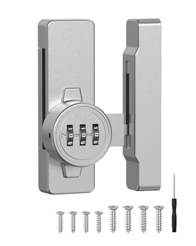 Sliding Barn Door Lock, 3-Digit Password Locks, Silver - color: Silver