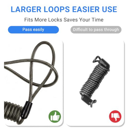 Security Cable Lock 2 Pack, 5FT Self-Coiling Stainless Steel Double Loop Cable, Flexible Anti-Theft Wire for Luggage, Bike, Helmet & Travel Gear (Black) - color: Black