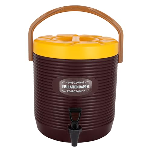 Stainless Steel Beverage Dispenser Insulated Container with Faucet Cooler with Drink Dispensers Cold and Hot Drink Dispenser for Milk Tea, Juice, Coffee 2.91 Gal Capacity (Brown) - color: Brown, size: 13L