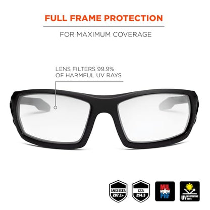 Ergodyne Skullerz ODIN Safety Glasses Sunglasses, Impact Resistant Z87.1+ - color: Matte Black Frame, Clear Lens