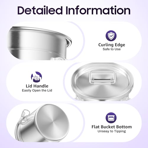 6L/1.59 Gal Stainless Steel Food Storage Container with Lid - size: 1.59 gal
