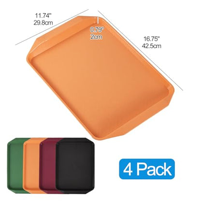 Plastic Fast Food Serving Trays, Cafeteria Trays, 4-Pack