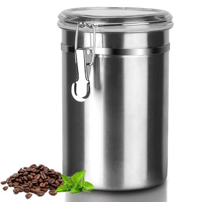 Walktosun Stainless Steel Food Container with Clear Lids Airtight Storage Container Stackable Small Canisters Kitchen Pantry Storage for Cereal, Snacks, Candy, Herbs, Spices, Sugar, Tea (Silver) - color: Sliver