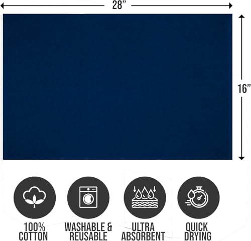Salon Towels – Pack of 24 (16"x27") 100% Cotton Ring Spun (Not Bleach Proof) Ultra Soft, Highly Absorbent Hand Towels – Bulk for Spa, Gym & Salon (Navy Blue) - color: Navy Blue