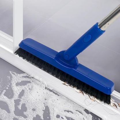CELOX Grout Brush with Long Handle V-Shape Grout Line Scrubber with Stiff Bristle for Deep Cleaning Tile Grout, Blue - color: Bright-blue