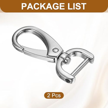 HARFINGTON 2Pcs Detachable Snap Hook Swivel Clasp 5/8" D Ring with Swivel Lobster Claw Clasps Hook for Purse Strap Keychain Bag DIY Craft, Silver - color: Silver, size: 5/8"