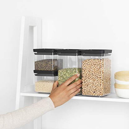 Brabantia Tasty+ 4pc Stackable Food Canisters Set (Dark Gray) 2x 0.7qt & 2x 1.7qt BPA-Free Space-Saving Jars with Silicone Seal Lids for Freshness - color: Dark Gray, size: Set of 4: 2x 0.7 qt & 2x 1.7 qt