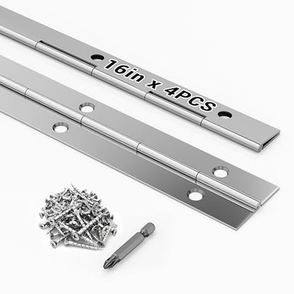 4 pcs Continuous Piano Hinges,16"x1.2",0.047 inch Leaf Thickness - size: 16 Inch
