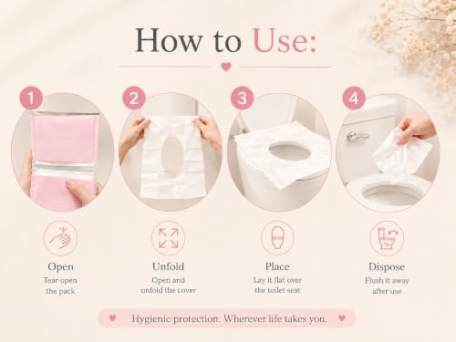 Disposable, Flushable Toilet Seat Covers, 50 Pack, Biodegradable