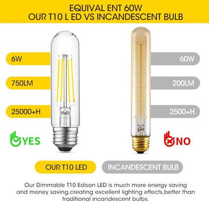 5" T10 Tubular LED Light Bulb, 60W Eq, Dimmable, Daylight 5000K, 4-Pack - color: Daylight, size: 5 Inch- 4 Count