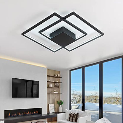 Modern LED Ceiling Light,Black,Frame Flush Mount Ceiling Light - size: 2-light squares