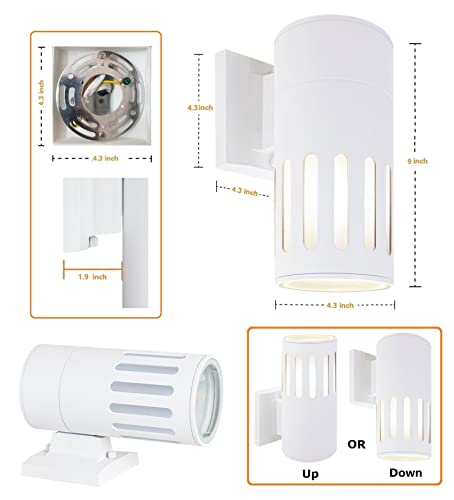 Outdoor Wall Lantern, Waterproof Exterior Lighting Fixture - color: Cylinder (White B)
