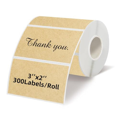 Starboling 3" x 2" Thermal Labels,Self-Adhesive Rectangle Thermal Printer Sticker,for Price,Barcode,Mailing,Name（Kraft） - color: 2''x3''khaki, size: 2''x3''