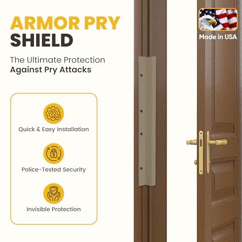 Door Armor 12″ Pry Shield Door Security Accessory – Heavy Duty Steel Lock Protector, Prevents Pry Attacks, Easy 5-Minute Installation, Satin Nickel