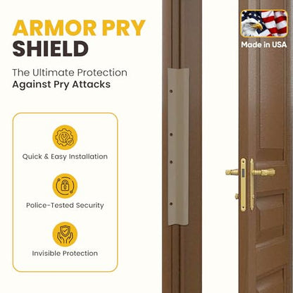 Door Armor 12″ Pry Shield Door Security Accessory – Heavy Duty Steel Lock Protector, Prevents Pry Attacks, Easy 5-Minute Installation, Satin Nickel