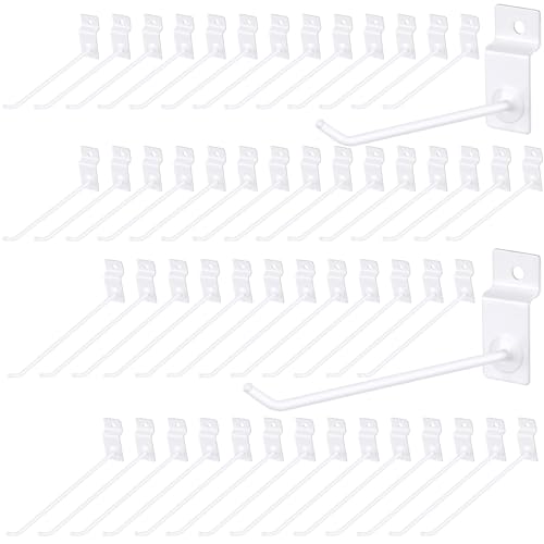 Moxweyeni 100 Slatwall Hooks Display Panel, White, 6 and 8 Inch - color: White, size: 6 and 8 Inch
