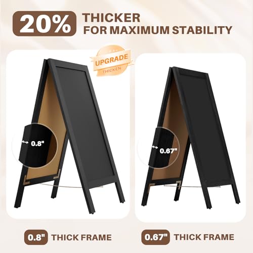 4 THOUGHT Heavy Duty A-Frame Magnetic Chalkboard 40"x20", Black - color: Black - Heavy Duty Series