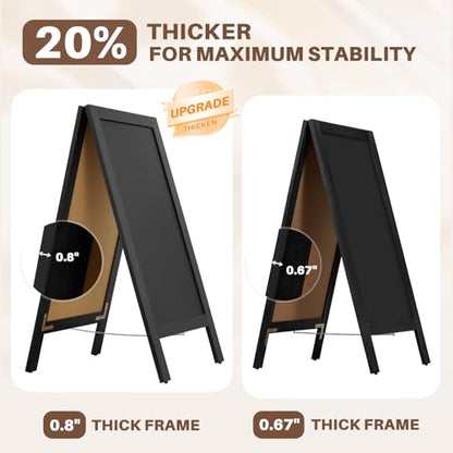 4 THOUGHT Heavy Duty A-Frame Magnetic Chalkboard 40"x20", Black - color: Black - Heavy Duty Series