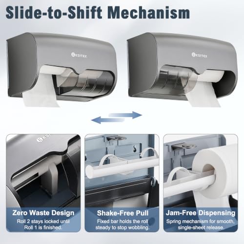 Double Toilet Paper Holder Wall Mount,Hold Two Rolls*4.5”,Gray - color: Gray