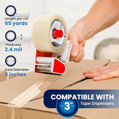 Lifetime Supplies 36 Rolls [Upgraded] Clear Premium Packing Tape, 65 Yards, 2.2 mil, Heavy Duty Packaging Tape for Shipping, Moving, Sealing - Stronger & Thicker