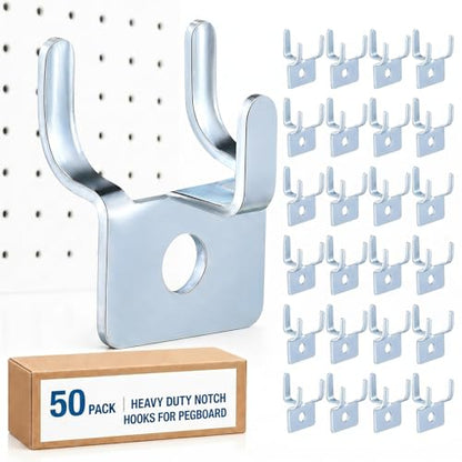Tandefio 50 Pcs Pegboard Hooks, Picture Hangers for 1/8 & 1/4 in, Silver - color: Silver