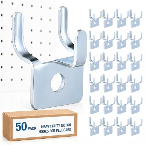 Tandefio 50 Pcs Pegboard Hooks, Picture Hangers for 1/8 & 1/4 in, Silver - color: Silver