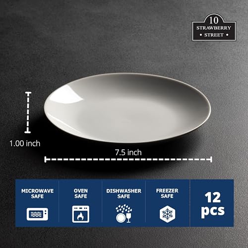 10 Strawberry Street 7.5" Catering Coupe Salad/Dessert Plate, Set of 12,White - size: 7.5" Salad Plate, style: Coupe
