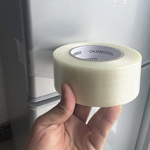CHUANGSEED 3Pack Mono Filament Strapping Tape 6.2mil x 2Inch x 60yds Commodity Grade Heavy Duty Transparent Reinforced Fiberglass Tape - size: Mono 2" x 60y 3-Pack