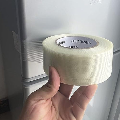 CHUANGSEED 3Pack Mono Filament Strapping Tape 6.2mil x 2Inch x 60yds Commodity Grade Heavy Duty Transparent Reinforced Fiberglass Tape - size: Mono 2" x 60y 3-Pack