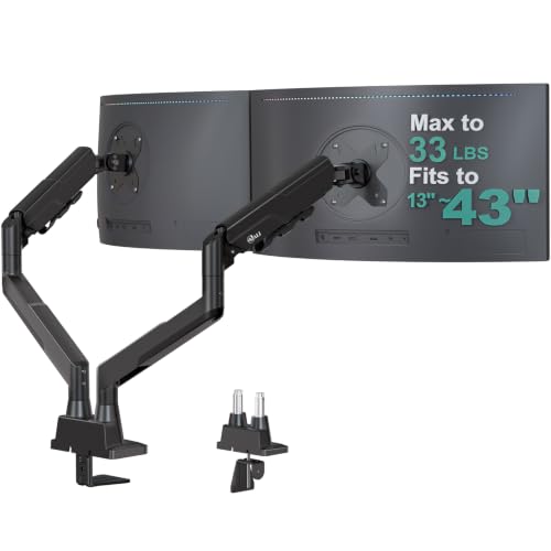 WALI Longer Dual Monitor Arm for 13-43 inch Curved Screens, 33 lbs per Arm - color: Black (Dual), size: 13" to 43"