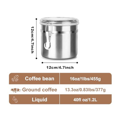 Walktosun Stainless Steel Food Container with Clear Lids Airtight Storage Container Stackable Small Canisters Kitchen Pantry Storage for Cereal, Snacks, Candy, Herbs, Spices, Sugar, Tea (1.2L Silver) - color: 1.2L Silver