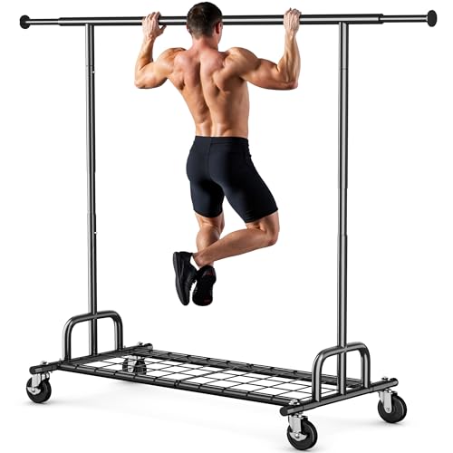HOKEEPER Clothes Rack Collapsible Clothing Rack Capacity 525LBS Black - color: Black, size: 22"D x 75"W x 71"H