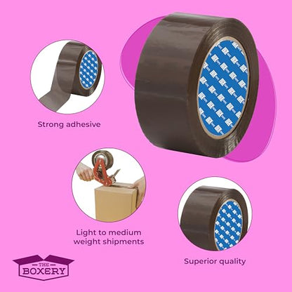 The Boxery 2" x 110 Yards Tan Packing Tape – 36 Roll Carton – Warehouse Grade Adhesive for Shipping, Moving & Packaging – Standard Strength 1.85 Mil Box Sealing Tape - color: Tan, size: 2"x110 yds -1.85 mil.