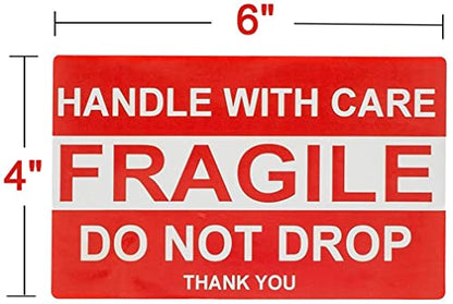 SJPACK Large Fragile Stickers 4'' x 6'' Eye-catching Fragile - Handle with Care - Do Not Drop - Thank You Shipping Labels(500 Labels/Roll) (20 Rolls) - size: 20 Rolls