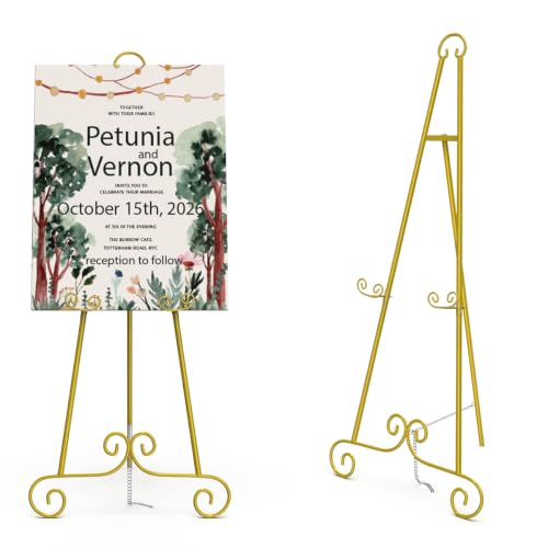 Gold Easel Stand for Sign, Adjustable Easel Dispaly Stand, 46" H. - color: Gold, size: 1 PACK