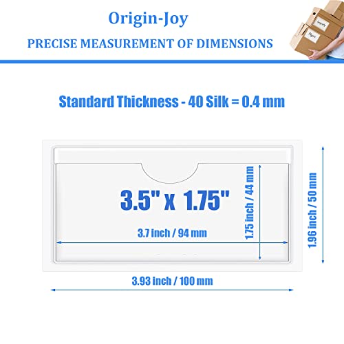 Origin-Joy 25 PCS Self-Adhesive Index Label Pockets, Clear Plastic Peel & Stick Card Holders with Top Open for Loading (3.5 x 1.75 inch) - size: 3.5 x 1.75 inch, style: Horizontal