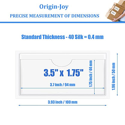 Origin-Joy 25 PCS Self-Adhesive Index Label Pockets, Clear Plastic Peel & Stick Card Holders with Top Open for Loading (3.5 x 1.75 inch) - size: 3.5 x 1.75 inch, style: Horizontal